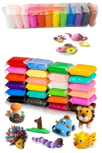 Zıplayan Havayla Kuruyan Yumuşak Kil Kendin Yap Seti 12 Renk Air Dry Clay DIY Hamur